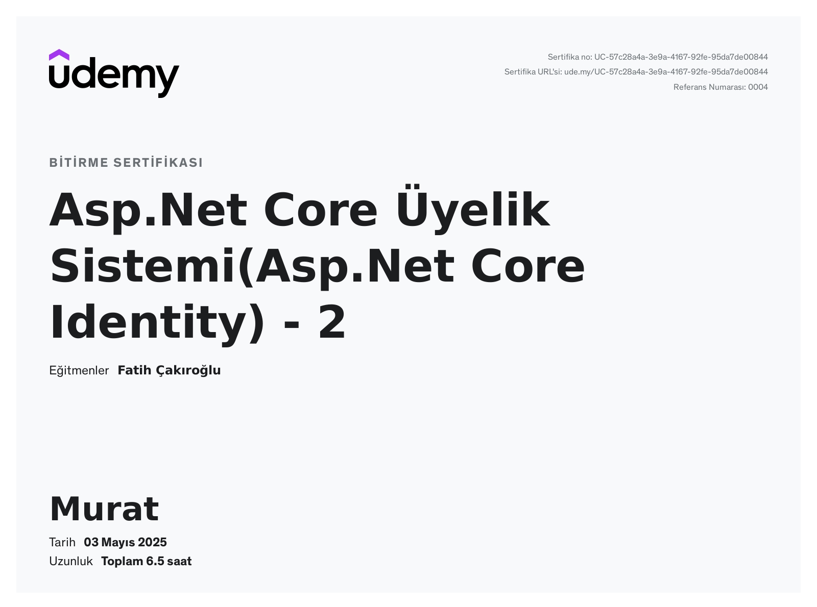 Asp.Net Core Üyelik Sistemi(Asp.Net Core Identity) - 2